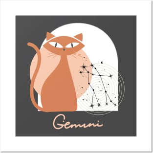 Gemini Zodiac Cat Modern Astrology Horoscope Kitty Posters and Art